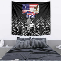 American Samoa Flag Day Tapestry Bald Eagle With Polynesian Pattern