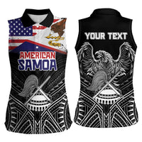 American Samoa Flag Day Women Sleeveless Polo Shirt Bald Eagle With Polynesian Pattern