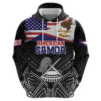 American Samoa Flag Day Zip Hoodie Bald Eagle With Polynesian Pattern