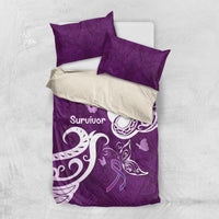 Fibromyalgia Awareness Bedding Set Polynesian Purple Ribbon