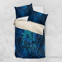 New Zealand Dream Catcher Bedding Set Maori Koru Pattern Blue Version