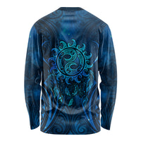 New Zealand Dream Catcher Long Sleeve Shirt Maori Koru Pattern Blue Version