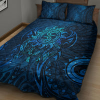 New Zealand Dream Catcher Quilt Bed Set Maori Koru Pattern Blue Version