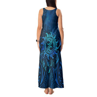 New Zealand Dream Catcher Tank Maxi Dress Maori Koru Pattern Blue Version LT05 - Polynesian Pride