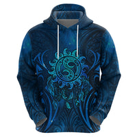 New Zealand Dream Catcher Zip Hoodie Maori Koru Pattern Blue Version