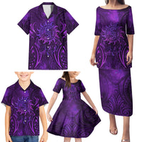 New Zealand Dream Catcher Family Matching Puletasi and Hawaiian Shirt Maori Koru Pattern Purple Version LT05 - Polynesian Pride
