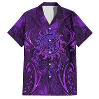 New Zealand Dream Catcher Family Matching Summer Maxi Dress and Hawaiian Shirt Maori Koru Pattern Purple Version