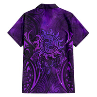 New Zealand Dream Catcher Family Matching Tank Maxi Dress and Hawaiian Shirt Maori Koru Pattern Purple Version
