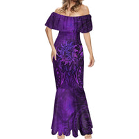 New Zealand Dream Catcher Mermaid Dress Maori Koru Pattern Purple Version LT05 - Polynesian Pride