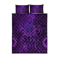 New Zealand Dream Catcher Quilt Bed Set Maori Koru Pattern Purple Version