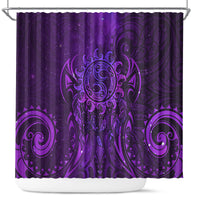 New Zealand Dream Catcher Shower Curtain Maori Koru Pattern Purple Version