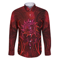 New Zealand Dream Catcher Family Matching Short Sleeve Bodycon Dress and Hawaiian Shirt Maori Koru Pattern Red Version LT05 Dad's Shirt - Long Sleeve Red - Polynesian Pride