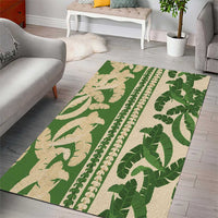 Hawaii Pua Kenikeni Lei Area Rug With Lau Maia Green