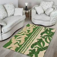 Hawaii Pua Kenikeni Lei Area Rug With Lau Maia Green