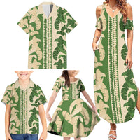 Hawaii Pua Kenikeni Lei Family Matching Summer Maxi Dress and Hawaiian Shirt With Lau Maia Green LT05 - Polynesian Pride