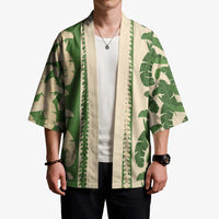 Hawaii Pua Kenikeni Lei Kimono With Lau Maia Green