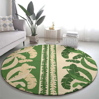 Hawaii Pua Kenikeni Lei Round Carpet With Lau Maia Green