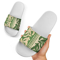 Hawaii Pua Kenikeni Lei Slide Sandals With Lau Maia Green
