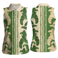 Hawaii Pua Kenikeni Lei Women Sleeveless Polo Shirt With Lau Maia Green LT05 - Polynesian Pride