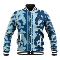 Hawaii Pua Kenikeni Lei Baseball Jacket With Lau Maia Royal Blue