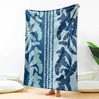 Hawaii Pua Kenikeni Lei Blanket With Lau Maia Royal Blue