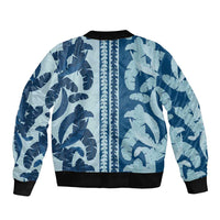 Hawaii Pua Kenikeni Lei Bomber Jacket With Lau Maia Royal Blue