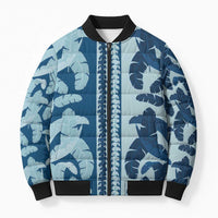 Hawaii Pua Kenikeni Lei Bomber Puffer Jacket With Lau Maia Royal Blue LT05 Unisex Blue - Polynesian Pride