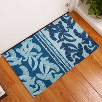 Hawaii Pua Kenikeni Lei Rubber Doormat With Lau Maia Royal Blue