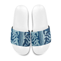 Hawaii Pua Kenikeni Lei Slide Sandals With Lau Maia Royal Blue