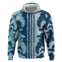 Hawaii Pua Kenikeni Lei Zip Hoodie With Lau Maia Royal Blue