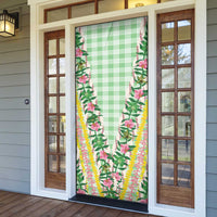 Hawaii Pikake Lokelani Plumeria Lei Door Cover Green Palaka Motifs