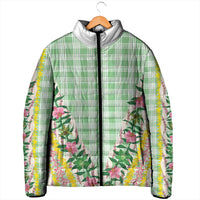 Hawaii Pikake Lokelani Plumeria Lei Padded Jacket Green Palaka Motifs