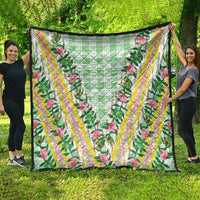 Hawaii Pikake Lokelani Plumeria Lei Quilt Green Palaka Motifs