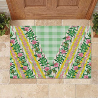 Hawaii Pikake Lokelani Plumeria Lei Rubber Doormat Green Palaka Motifs