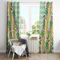Hawaii Pikake Lokelani Plumeria Lei Window Curtain Green Palaka Motifs