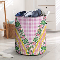 Hawaii Pikake Lokelani Plumeria Lei Laundry Basket Pink Palaka Motifs