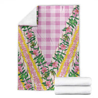 Hawaii Pikake Lokelani Plumeria Lei Blanket Pink Palaka Motifs