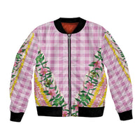 Hawaii Pikake Lokelani Plumeria Lei Bomber Jacket Pink Palaka Motifs