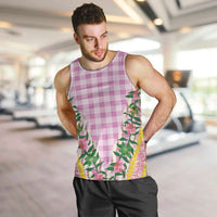 Hawaii Pikake Lokelani Plumeria Lei Men Tank Top Pink Palaka Motifs