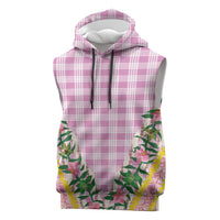 Hawaii Pikake Lokelani Plumeria Lei Sleeveless Hoodie Pink Palaka Motifs