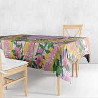 Hawaii Pikake Lokelani Plumeria Lei Tablecloth Pink Palaka Motifs