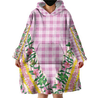 Hawaii Pikake Lokelani Plumeria Lei Wearable Blanket Hoodie Pink Palaka Motifs