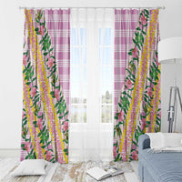 Hawaii Pikake Lokelani Plumeria Lei Window Curtain Pink Palaka Motifs