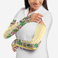 Hawaii Pikake Lokelani Plumeria Lei Arm Sleeves Yellow Palaka Motifs