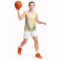 Hawaii Pikake Lokelani Plumeria Lei Basketball Jersey Yellow Palaka Motifs