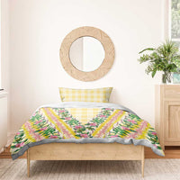 Hawaii Pikake Lokelani Plumeria Lei Bedding Set Yellow Palaka Motifs