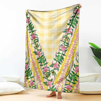Hawaii Pikake Lokelani Plumeria Lei Blanket Yellow Palaka Motifs