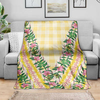 Hawaii Pikake Lokelani Plumeria Lei Blanket Yellow Palaka Motifs