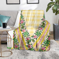 Hawaii Pikake Lokelani Plumeria Lei Blanket Yellow Palaka Motifs