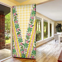 Hawaii Pikake Lokelani Plumeria Lei Door Cover Yellow Palaka Motifs